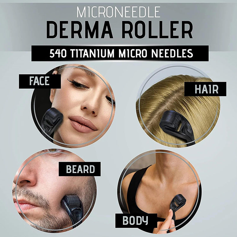 540 Microneedle Roller – Facial Serum Penetration, Scalp & Beard Massage – Medical Grade Derma Roller for Home & Salon Use