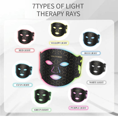7-Color LED Silicone Face Mask – 91 RGB Lights, Wireless, Remote Control for Skin Rejuvenation